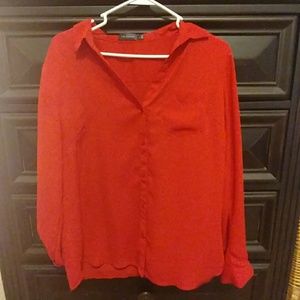 Red silk button up!!